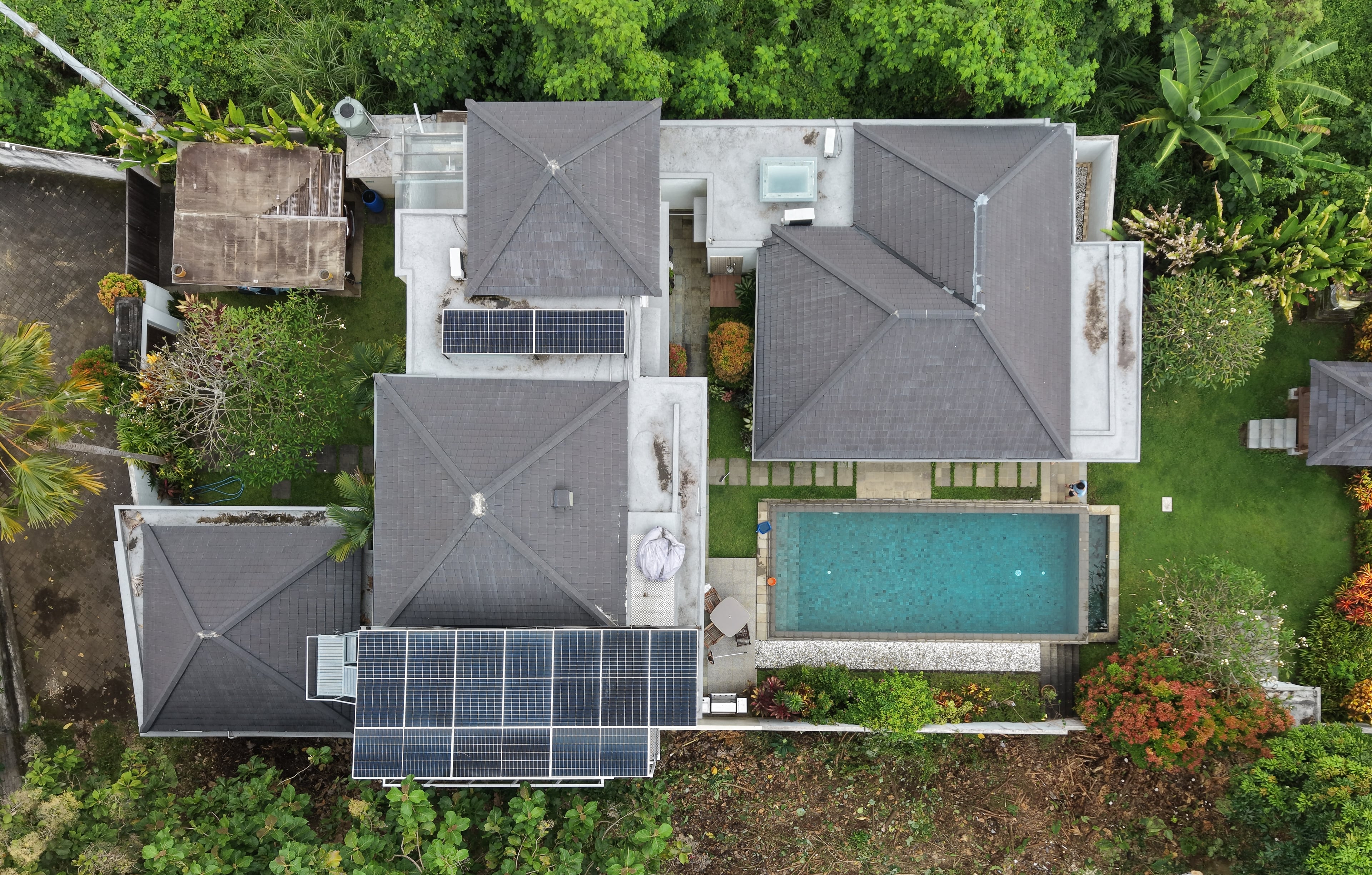 Ubud villa — rooftop solar installation